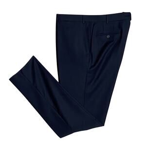 Ted Baker London Joey Pant Men's 42R Wool Dress Pant Solid Navy Blue Raw Hem NEW
